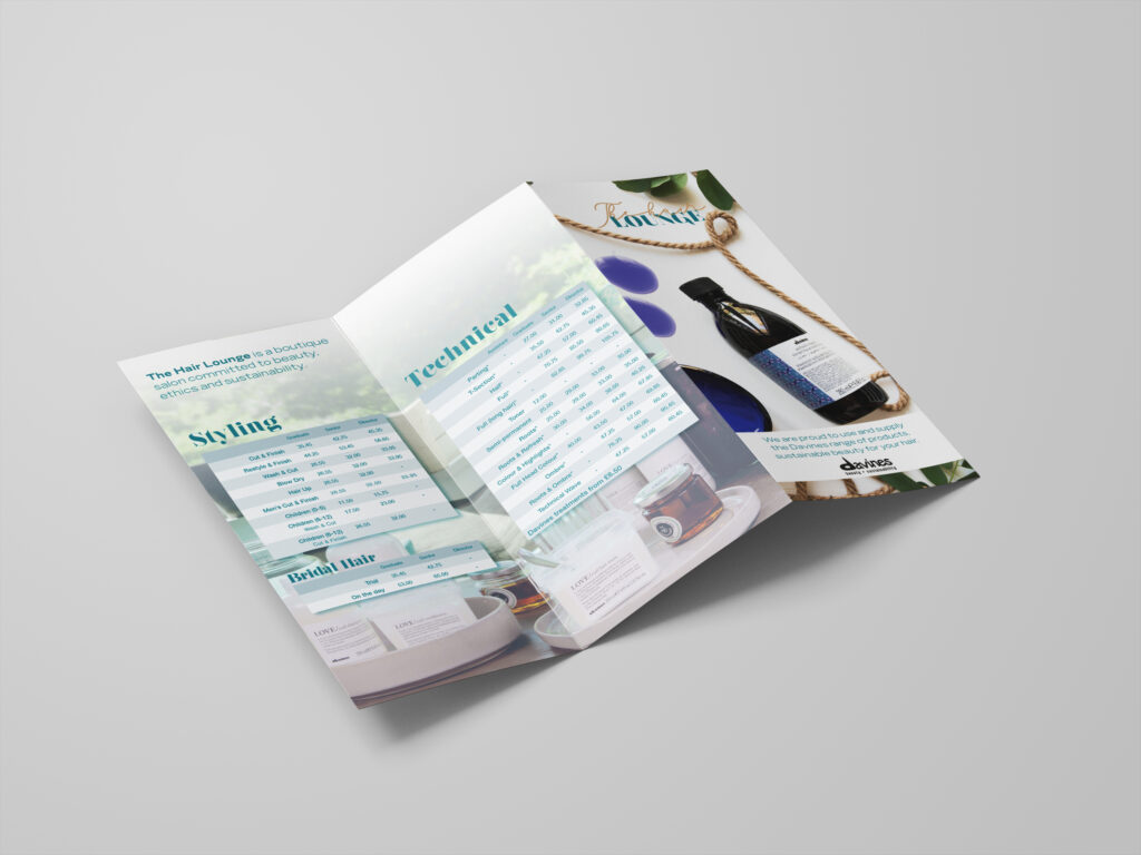 The Hair Lounge - Tri-fold brochure - hair salon services