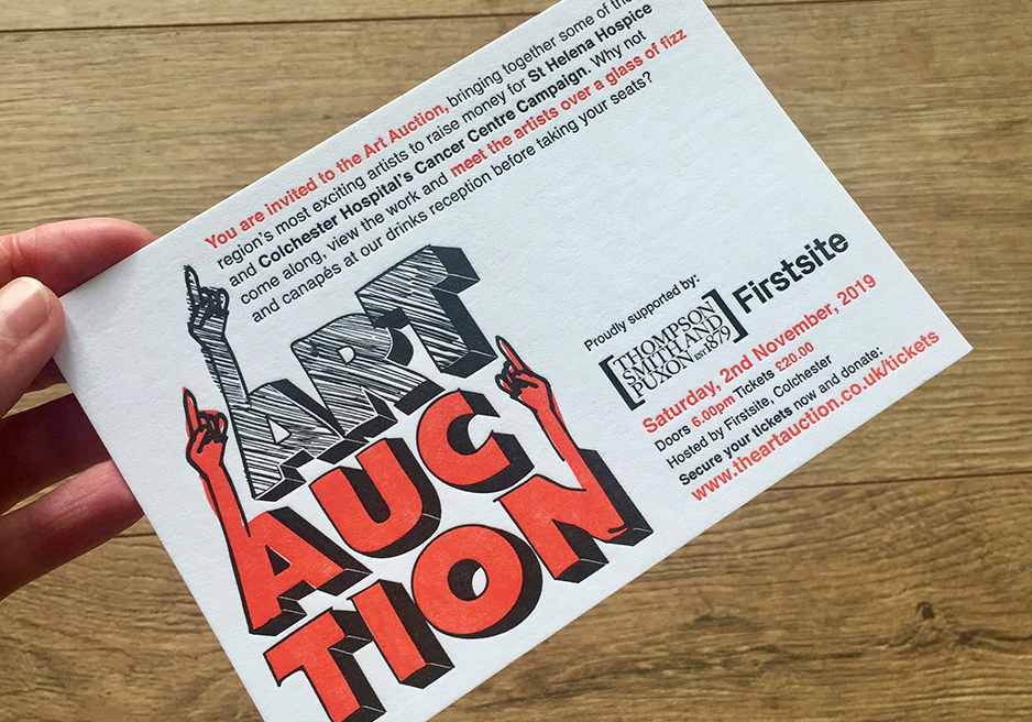 The Art Auction letterpressed invitation